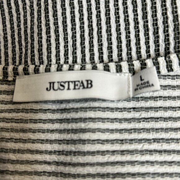 JustFab Womens Midi Dress Size L  Nautical Fisherman Stripe Drawstring Front - Picture 5 of 10